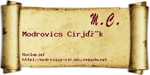 Modrovics Cirjék névjegykártya